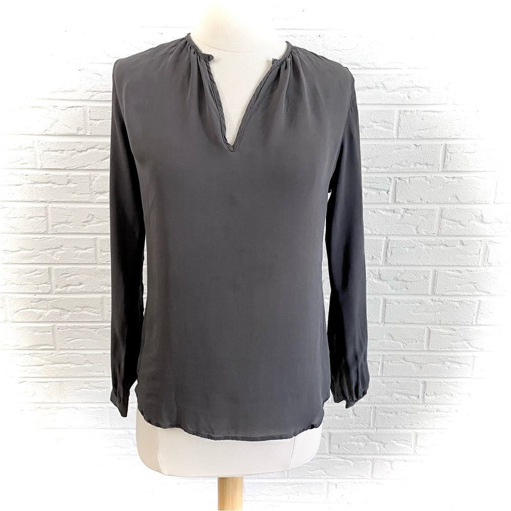 Nili Lotan Gray Silk Blouse Size XS